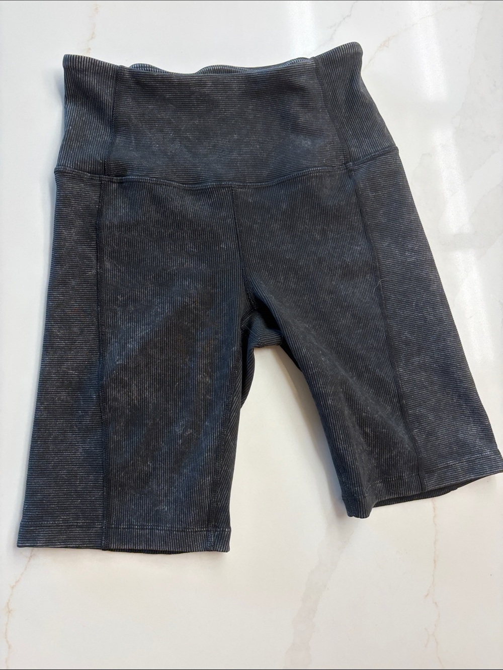 Zella Charcoal Ribbed High-Waist Bike Shorts